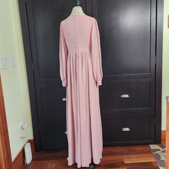 NWOT Fairiesty Formal Mauve/Pink Floor Length Gown With Fabric Flowers SZ XL - Picture 3 of 10